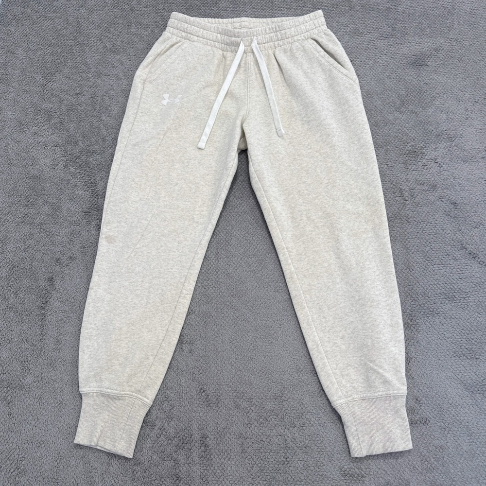 Under Armour Joggers Womens S Oatmeal Heather Loose Fit Fleece Sweatpants